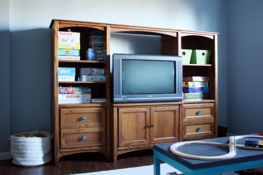 IHeart Organizing Our Painted Entertainment Center Reveal and How To